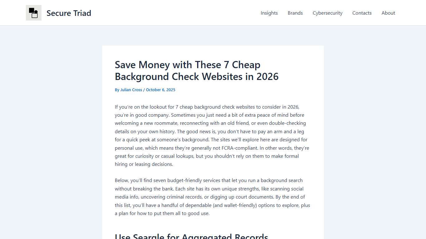 TOP 7 Cheap Background Check Websites in 2026 | Secure Triad