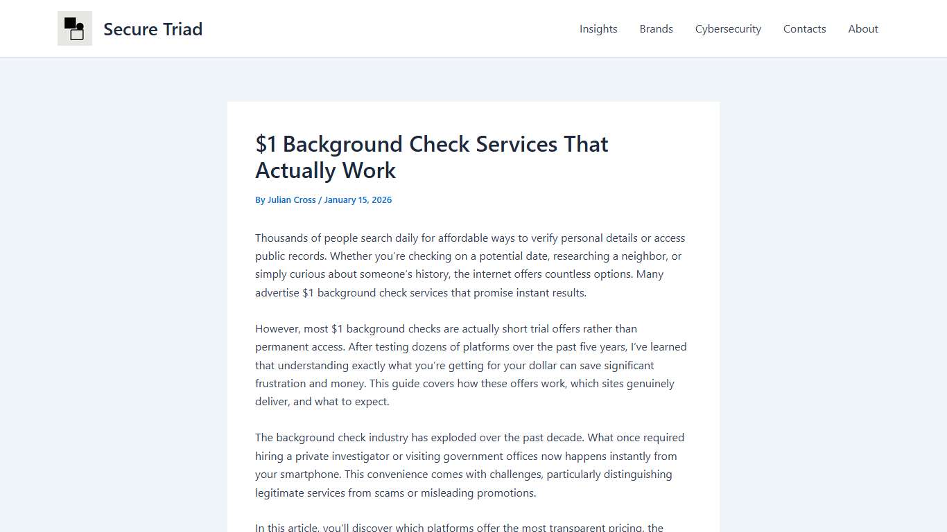 $1 Background Check Services: Complete 2026 Guide | Secure Triad